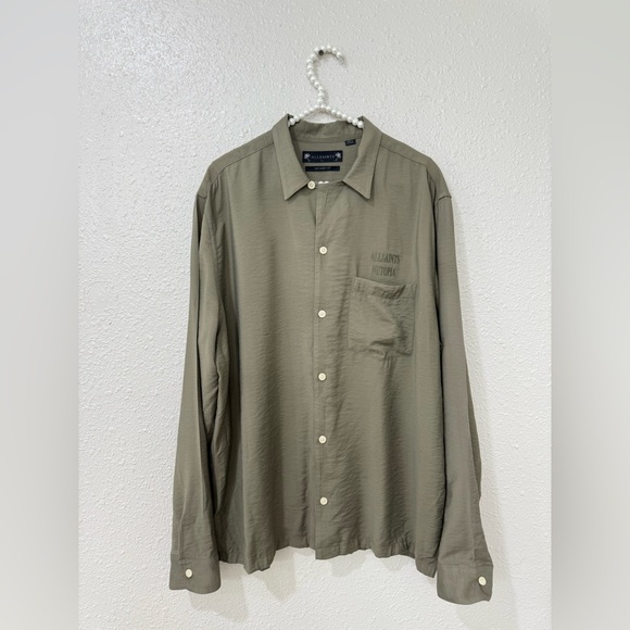AllSaints Commune Olive Shirt Size L - Picture 2 of 10